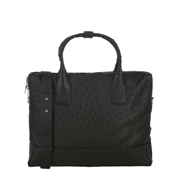 Bottega Veneta | Bags | Bottega Veneta Ostrich Leather Breifcase Black ...